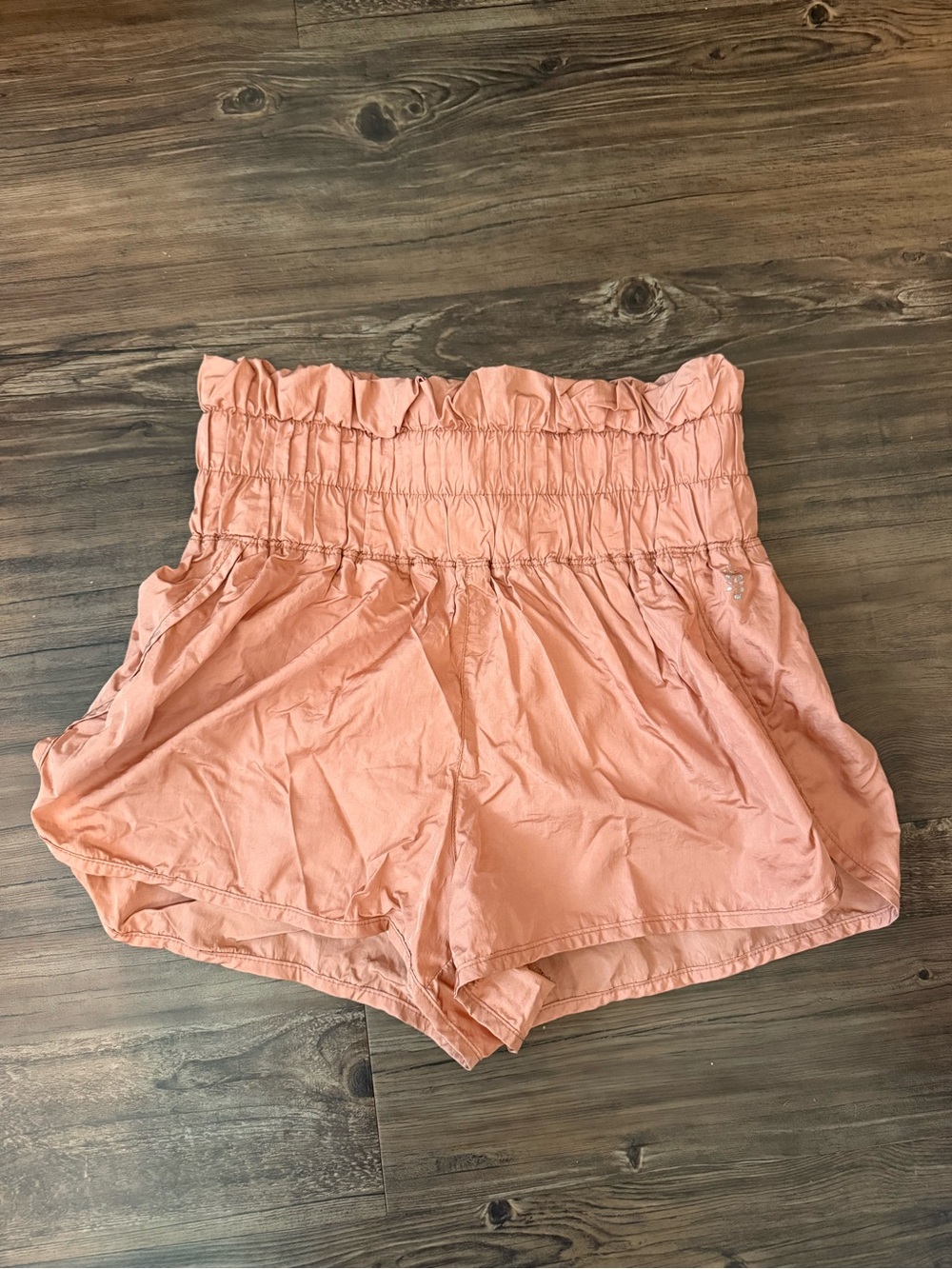 FP Movement by Free People Peach High-Waist Smocked Shorts